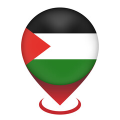 Map pointer with contry Palestine. Palestine flag. Vector illustration.