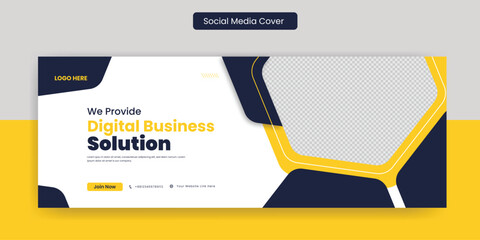 Digital business webinar facebook cover banner template social media post design - obrazy, fototapety, plakaty
