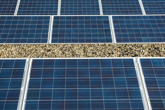 Solar panels on the roof of a school in the town of Zwolle, the Netherlands.