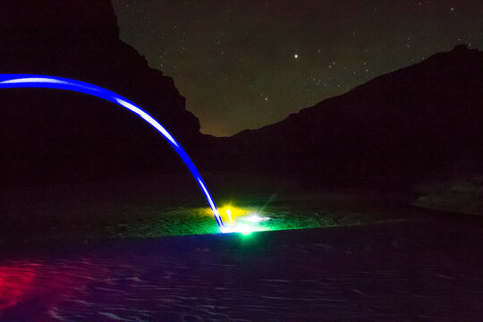 Glow in the dark bocce ball in Desolation Canyon.