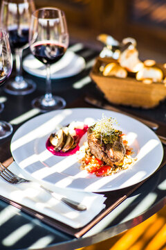 Filet mignon meal on plate
