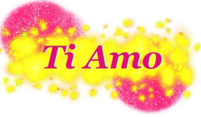 ti amo - I love you written in Italian - pink color - background with Pink and yellow color spots - image, poster, billboard, banner, postcard, ticket. png Italy