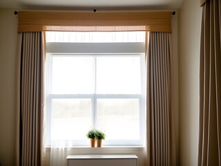 window with curtains created with Generative AI technology