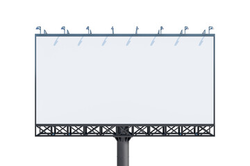 Obraz premium Blank white billboard isolated on light background, front view. Mockup, 3D Rendering