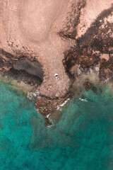 Fototapeta na wymiar Drone view to seashore and car