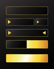 Luxury modern dark black golden yellow gradient bar shape. Set of buttons. Frame, border, cta.