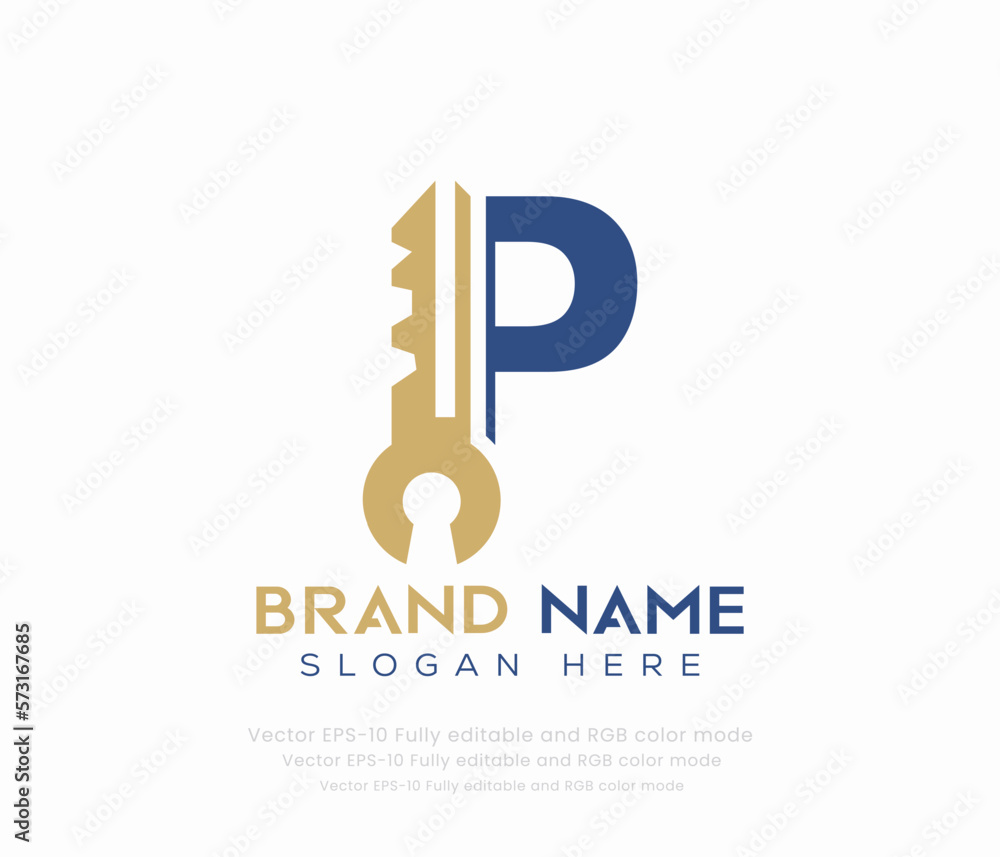 Wall mural letter P key logo