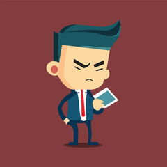 Funny cartoon businessman, BusinessMan angry look vector illustration. Businessman with letterhead .corporate man illustration. 