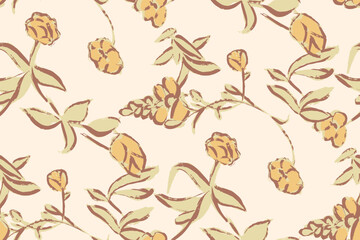 Fototapeta premium Beautiful floral motif. flowers intertwined in a seamless pattern on a gentle background