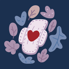 Vector illustration of White sanitary napkin or pads. Promotional mockup for feminine hygiene Menstrual blood absorbers for day and night.