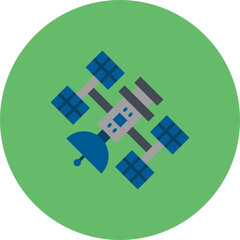 Space Station Multicolor Circle Flat Icon