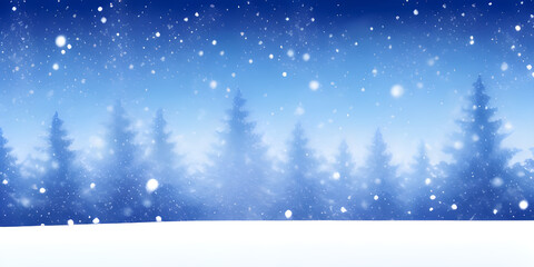 Natural Winter Christmas background with sky, heavy snow