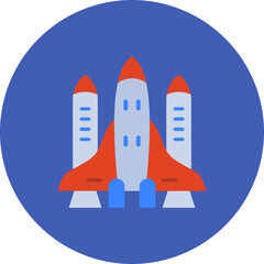 Fototapeta premium Spacecraft Multicolor Circle Flat Icon