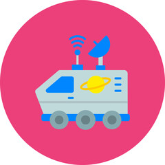 Space Rover Multicolor Circle Flat Icon