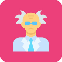 Scientist Multicolor Round Corner Flat Icon