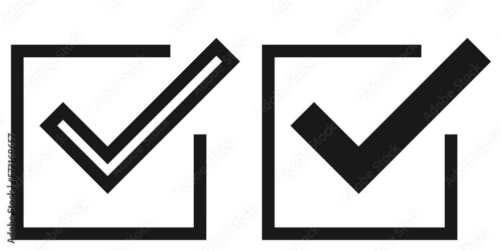 Poster ofvs326 outlinefilledvectorsign ofvs - check mark vector icon . square version . isolated transparen
