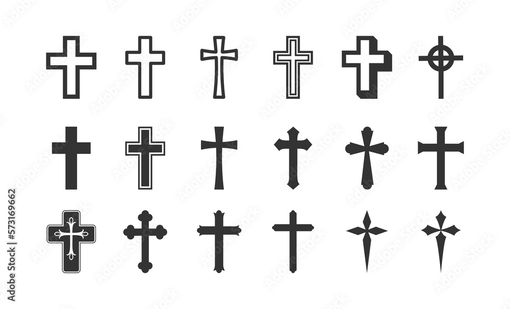 Poster religion cross vector icon set. isolated cross icon vector design. designed for web and app design i