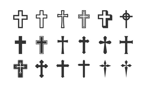 Religion cross vector icon set. Isolated cross icon vector design. Designed for web and app design interfaces.
