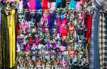 a thousand colored masks for carnivals around the world