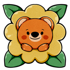 cute retro bear hello spring and summer