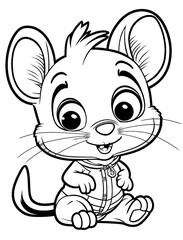 Cute animal, flower, fairies coloring page. Gnerative AI