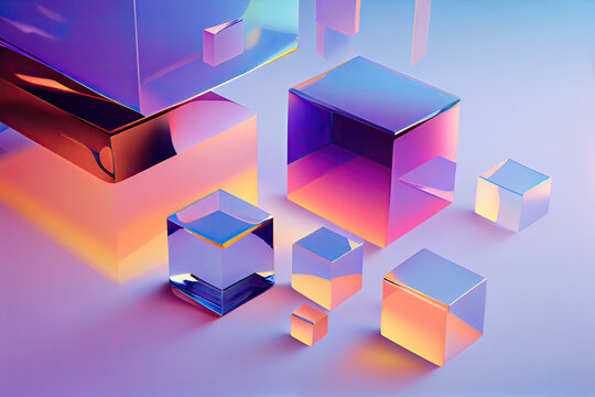 Fototapeta Gradient glass cubes