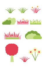Grass and flower icon illustration, botanical and organic theme for your nature decoration.