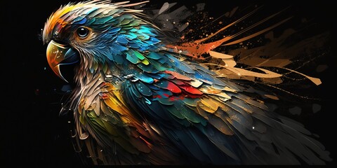 Fototapeta premium Abstract Colorful Parrot Painting Art, Generative AI