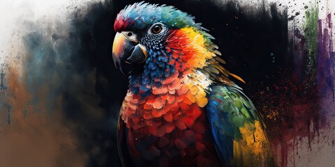 Abstract Colorful Parrot Painting Art, Generative AI
