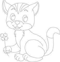 cute cat outline vector illustration line art drawing