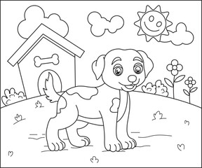 Dog outline vector line art illustration drawing 