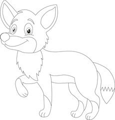 Fox animals outline vector illustration line art drawing