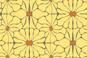 geometric floral ornament in retro style. 60s and 70s pattern