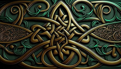 Fototapeta Motif celtique, arrière plan triskell pattern, généré par IA obraz
