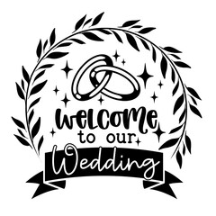 Wedding lettering for greeting card design, signs, romantic illustration. Festive decoration. Invitation template. Vector illustration