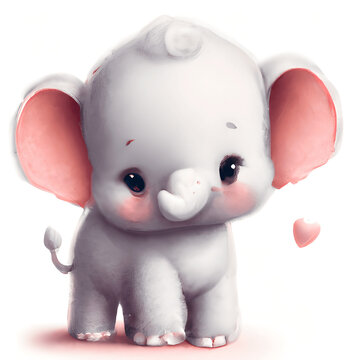Cute Valentine Baby Elephant Nursery Art