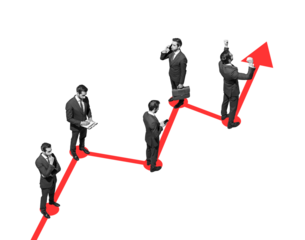 Corporate businessman on the way to success