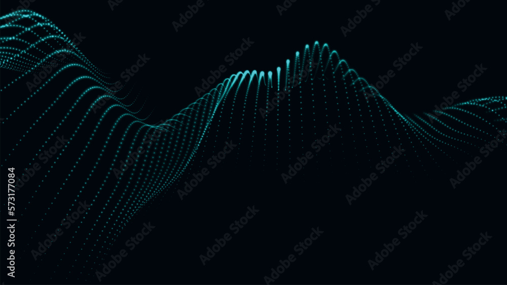 Poster abstract digital particle wave. futuristic dotted wave. technology background vector. vector illustr