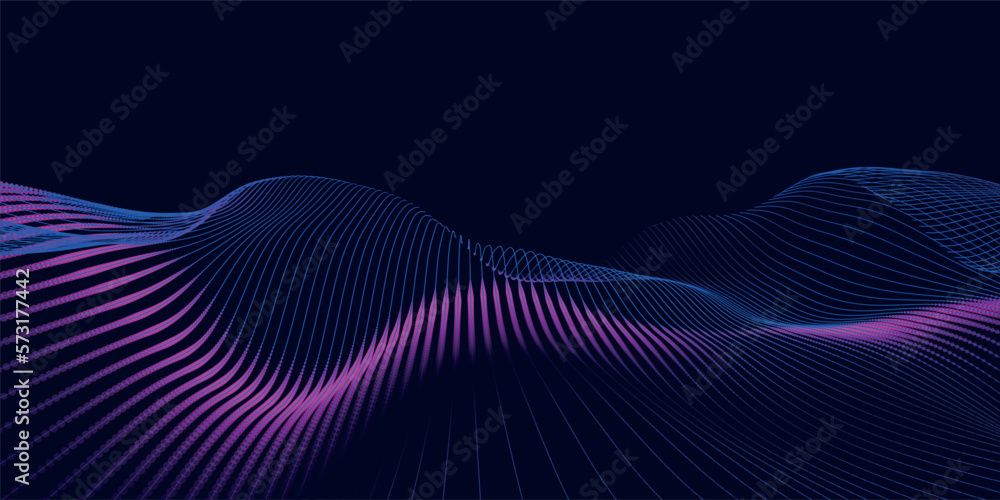 Poster abstract digital particle wave. futuristic dotted wave. technology background vector. vector illustr