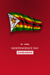 Zimbabwe day greetings card with flag