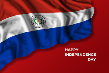 Paraguay independence day greetings card with flag