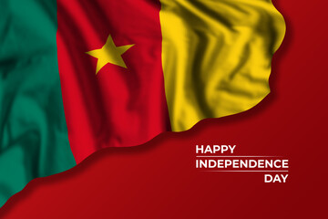 Cameroon independence day greetings card with flag - 573177672