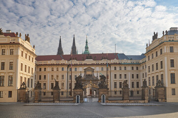 Fototapeta na wymiar View of the entrance to Prague Castle, Czech Republic.