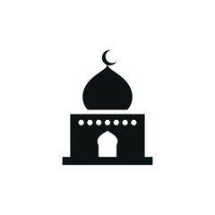 Mosque flat icon isolated on white background. Islamic ramadan icon vector