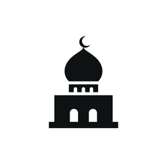 Mosque flat icon isolated on white background. Islamic ramadan icon vector