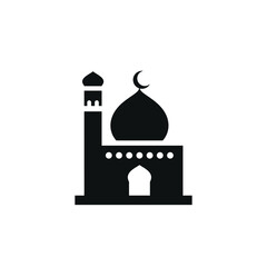 Mosque flat icon isolated on white background. Islamic ramadan icon vector