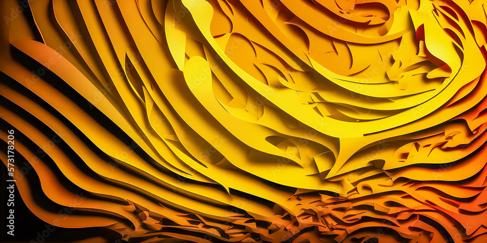 Poster abstract cut paper effect. bright colorful yellow background. paper maze. bright abstract background