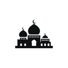 Mosque flat icon isolated on white background. Islamic ramadan icon vector