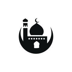 Mosque flat icon isolated on white background. Islamic ramadan icon vector