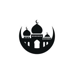 Mosque flat icon isolated on white background. Islamic ramadan icon vector